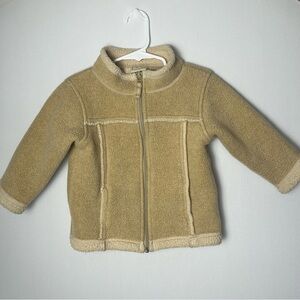 L.L Bean Full Zip Fleece Sherpa Toddler Jacket Unisex 2T  Tan Pockets Cottage